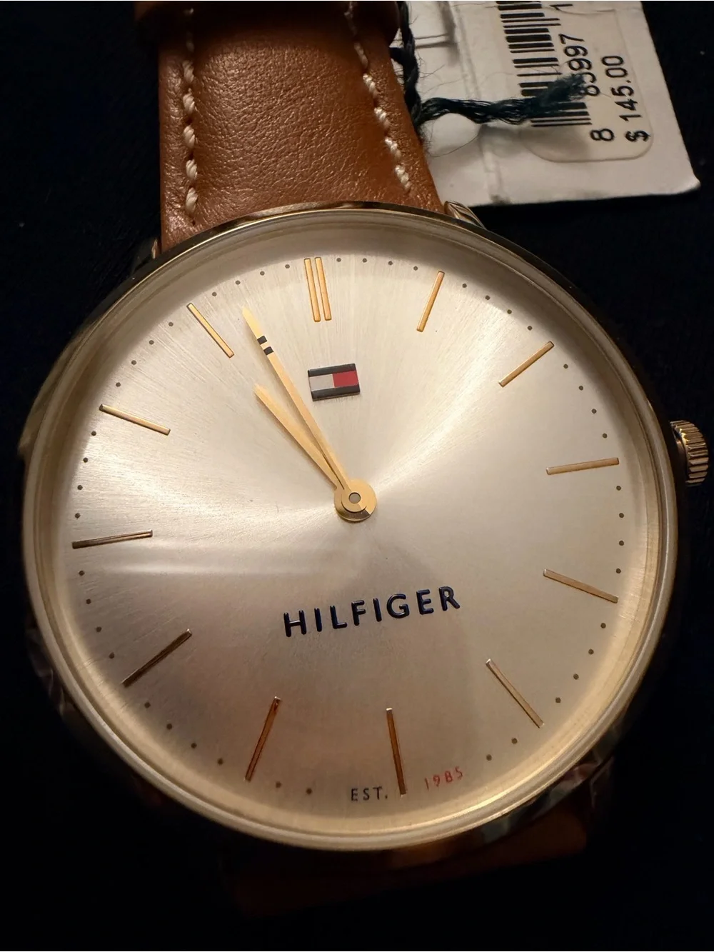 Tommy Hilfiger Men's Gold Case Brown Leather Strap Watch